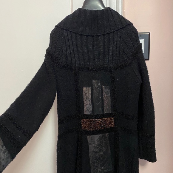 Le Gatte Patchwork Flowy Wool Coat Size III ITALY - Picture 3 of 12